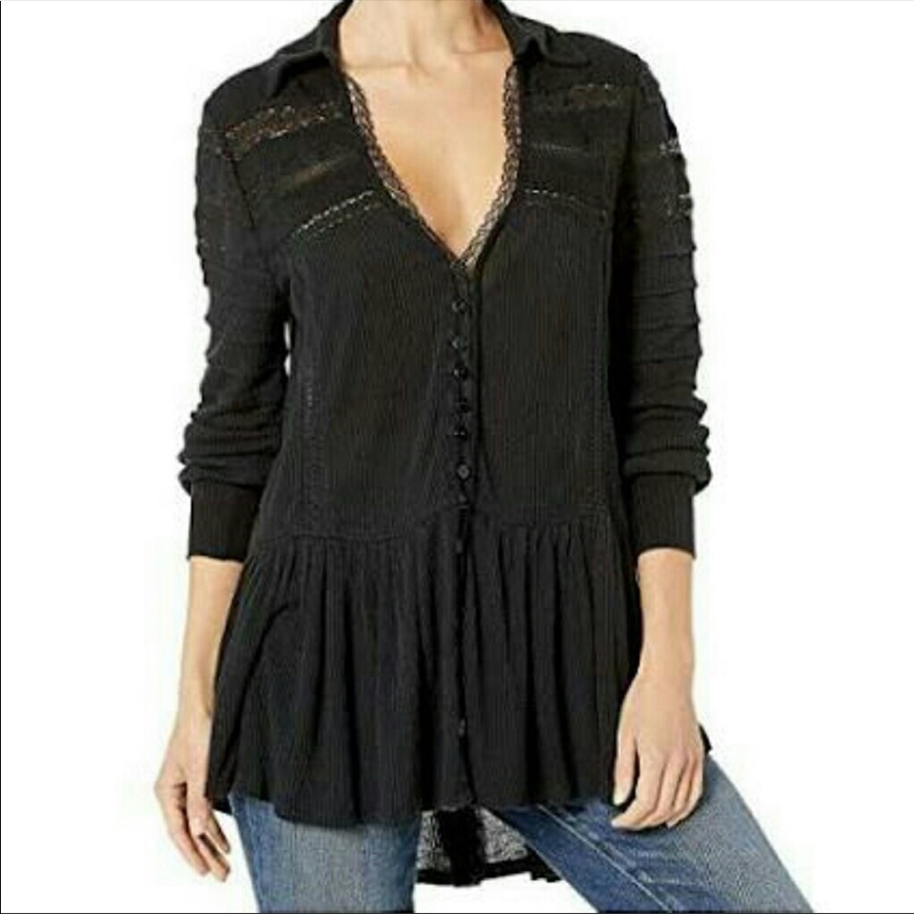 Free People Set to Stun Lace Flowy Boho Top - Picture 14 of 15